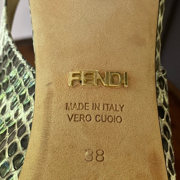 Fendi Snakeskin peep toe heels. - Picture 6 of 11